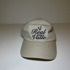 Real Del Valle Strapback Hat Cream Embroidered Script Logo Adjustable Dad Cap‎